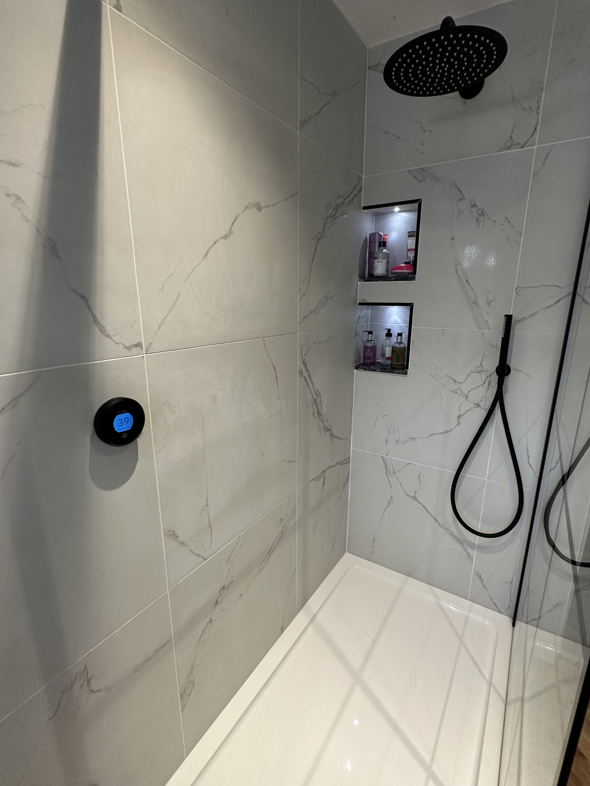 #1 Beautiful Accents Of Black Bathroom Design in Yarm